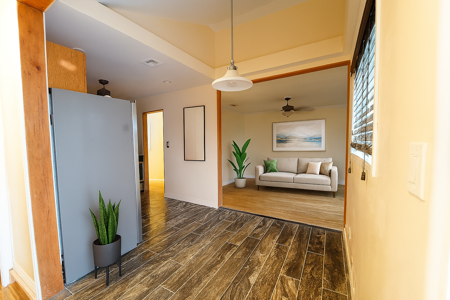 Staged Entryway & Living Space